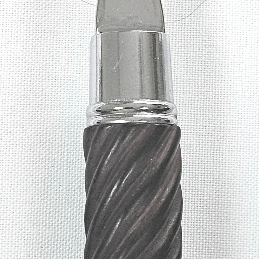 Set of 3 Stainless Steel Tablespoons Brown Spiral Twist Textured Handle 8 Inch